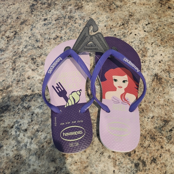 Havaianas Disney Princess Ariel Little Mermaid Thong Flip-Flops Sandal Girls 3/4 - Picture 2 of 7